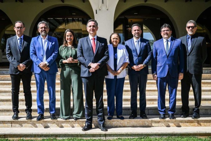 Rodrigo Pacheco (PSD-MG) reuniu-se com governadores do Nordeste, na residência oficial do Senado -  (crédito: Pedro Gontijo/Senado Federal)