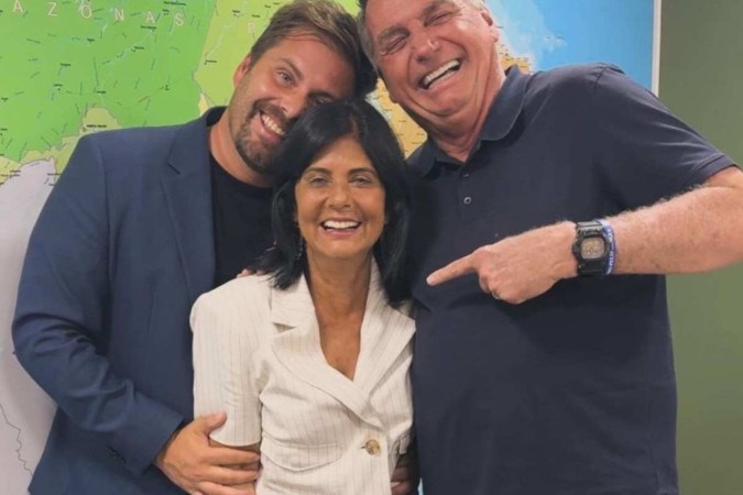 Thiago, Lucia e Jair Bolsonaro -  (crédito: Redes Sociais)