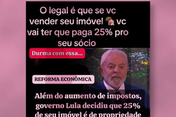 Não é verdade que a reforma tributária preveja imposto de 25% sobre a compra e venda de imóveis no Brasil. -  (crédito: Reprodução/Comprova)