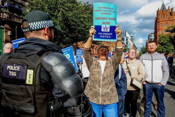  Anti immigration protestors attend a protest opposing a 