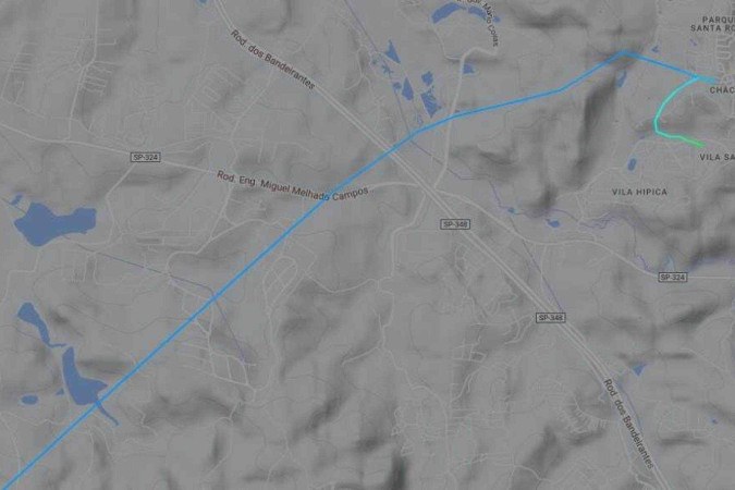Dados do portal Flightradar24 mostram os últimos momentos do avião que caiu em Vinhedo -  (crédito: Reprodução/Flightradar)