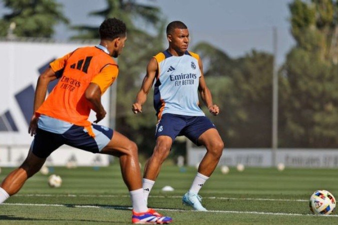 Mbappé durante treinamento no Real Madrid  -  (crédito: Foto: Divulgação / Real Madrid)