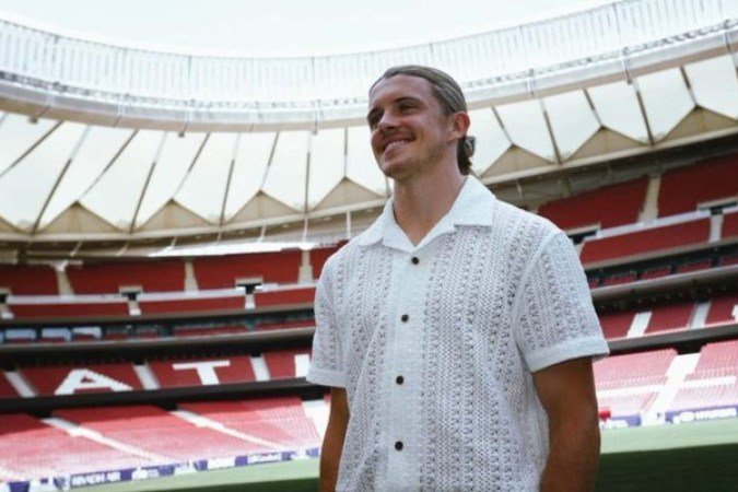 Conor Gallagher no estádio Cívitas Metropolitano, em Madri  -  (crédito: Foto: Divulgação / Atletico Madrid)