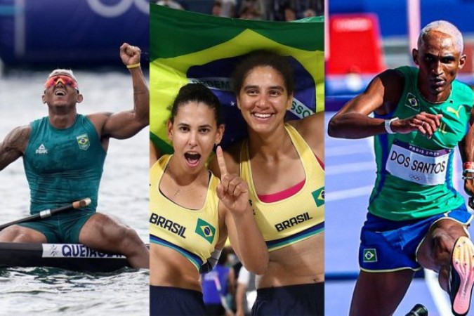 Isaquias Queiroz levou a prata no C1 1000m. Já no vôlei de praia, Ana Patrícia e Duda levam o ouro. Por fim, o Brasil ainda teve um bronze com Piu, nos 400m com barreiras -  (crédito: Foto: Divulgação/Time Brasil, Luiza Moraes/COB e Wander Roberto / COB)