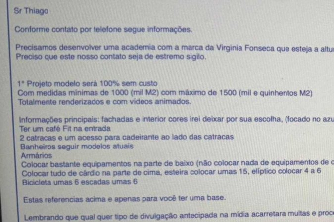 E-mail trocado entre as partes