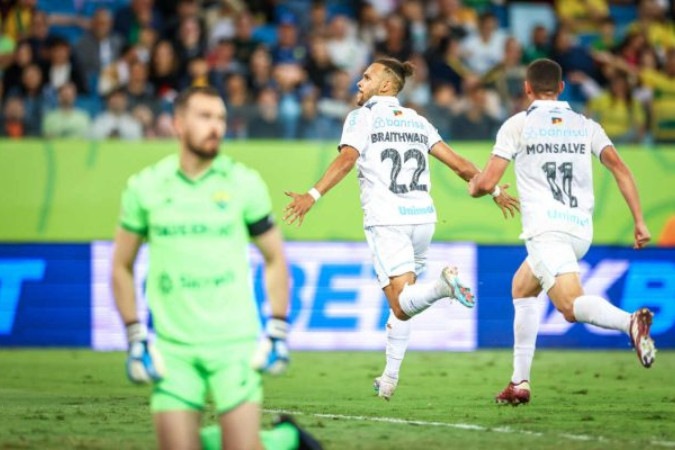 Braithwaite foi decisivo na vitória do Grêmio sobre o Cuiabá pelo Brasileirão -  (crédito: - Foto: Lucas Uebel / Grêmio FBPA)