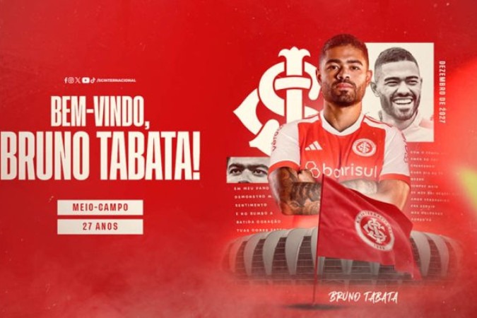 Internacional anuncia em sua página oficial a contratação de Bruno Tabata -  (crédito: Foto: Divulgação / Internacional)