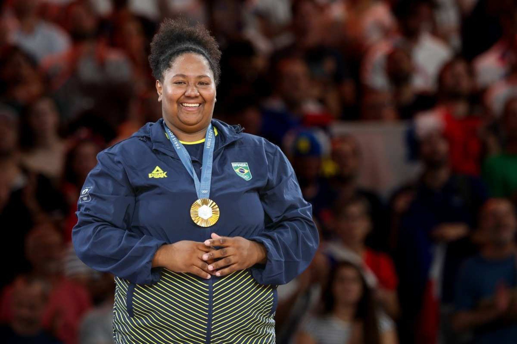 Beatriz Souza. Medalha de ouro na categoria +78kg do judô nos Jogos Olimpicos Paris 2024. 