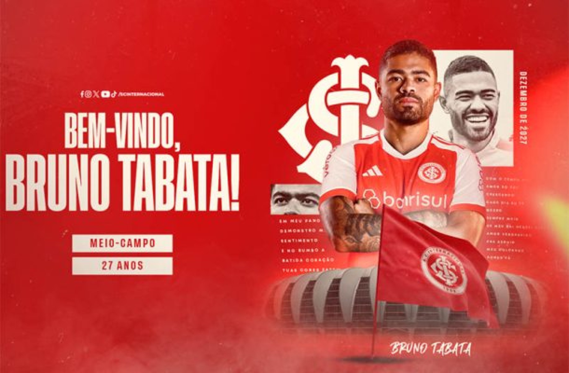 Internacional oficializa a contratação de Bruno Tabata