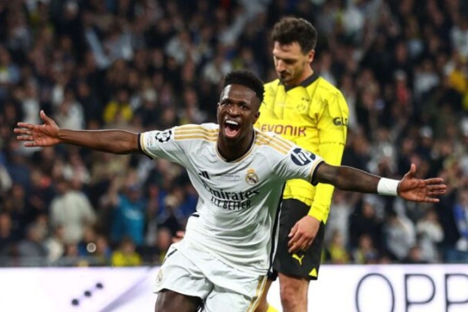 Vini foi o autor do gol do 15º título europeu do Real Madrid diante do Borussia Dortmund, em junho passado -  (crédito: Foto: INA FASSBENDER/AFP via Getty Images)