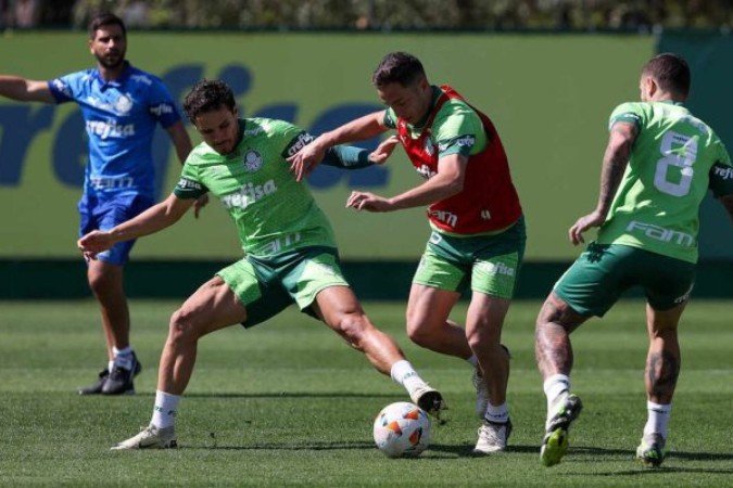 Palmeiras treina visando duelo contra o Botafogo - (crédito: Foto: Cesar Greco/Palmeiras) Palmeiras treina visando duelo contra o Botafogo - (crédito: Foto: Cesar Greco/Palmeiras)
