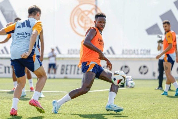 Vini Jr durante treinamento no Real Madrid - (crédito: Foto: Divulgação / Real Madrid) Vini Jr durante treinamento no Real Madrid - (crédito: Foto: Divulgação / Real Madrid)