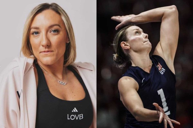 Jordan Larson e Micha Hancock, medalhistas de prata com os Estados Unidos no vôlei feminino dos Jogos Olímpicos de Paris-2024 -  (crédito: Reprodução/Instagram)