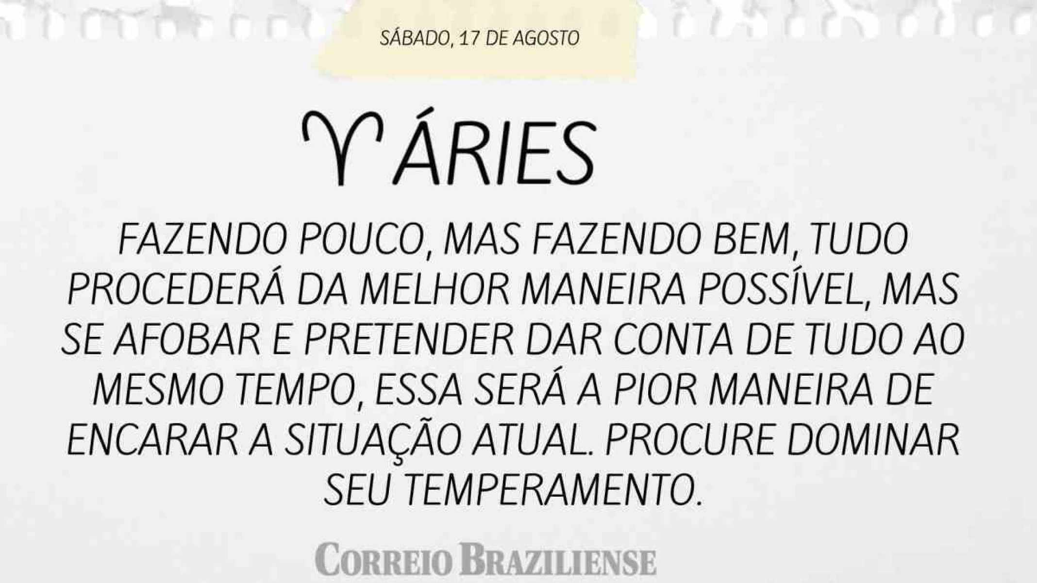 ÁRIES | 17 DE AGOSTO DE 2024