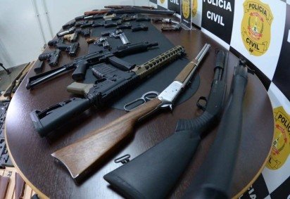 Armas apreendidas após furto de armas falso -  (crédito: Ed Alves/CB/D.A Press)