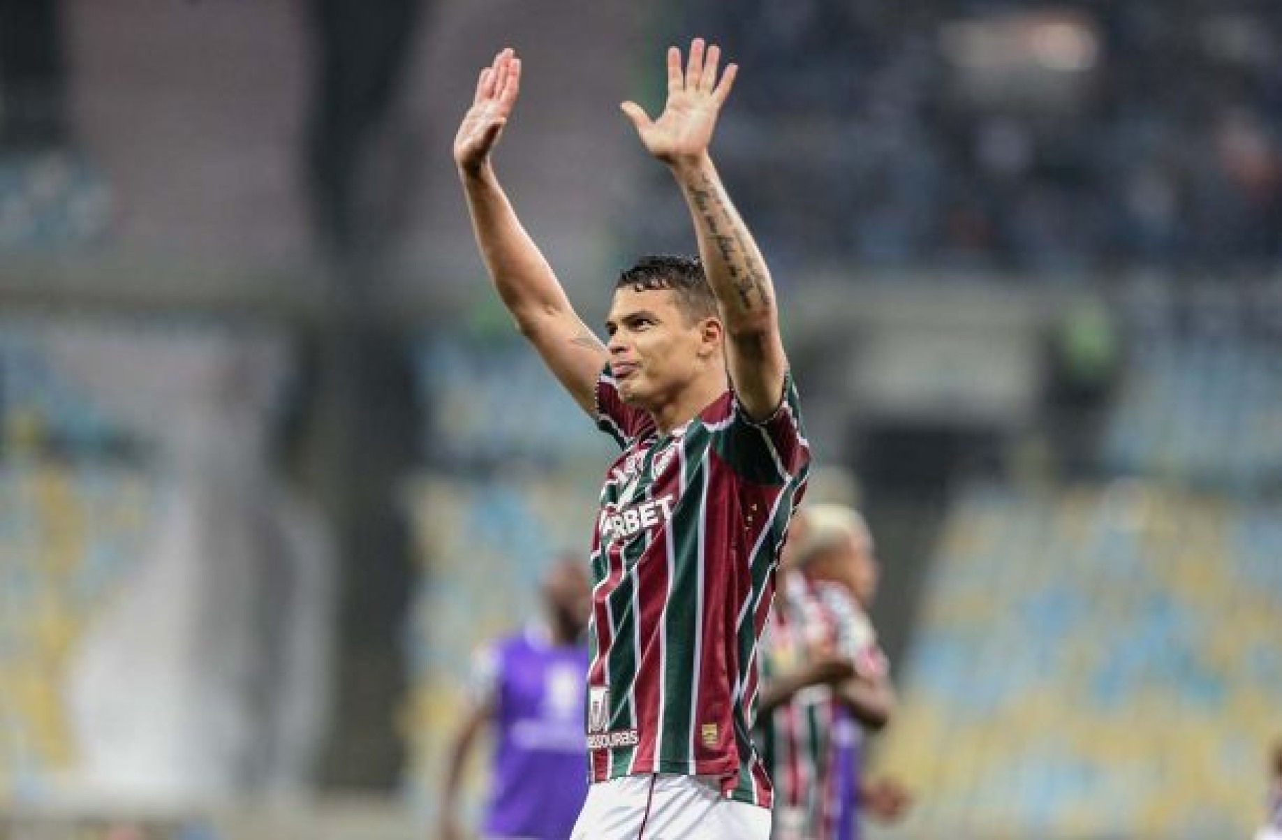 Thiago Silva em ação com a camisa do Fluminense no confronto com o Grêmio -  (crédito: - Foto: Marcelo Gonçalves/Fluminense)