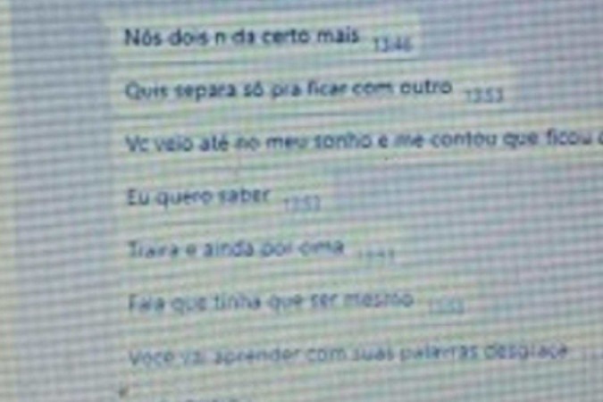 Homem ameaça a ex-namorada por mensagens -  (crédito: Reprodução/Arquivo pessoal)