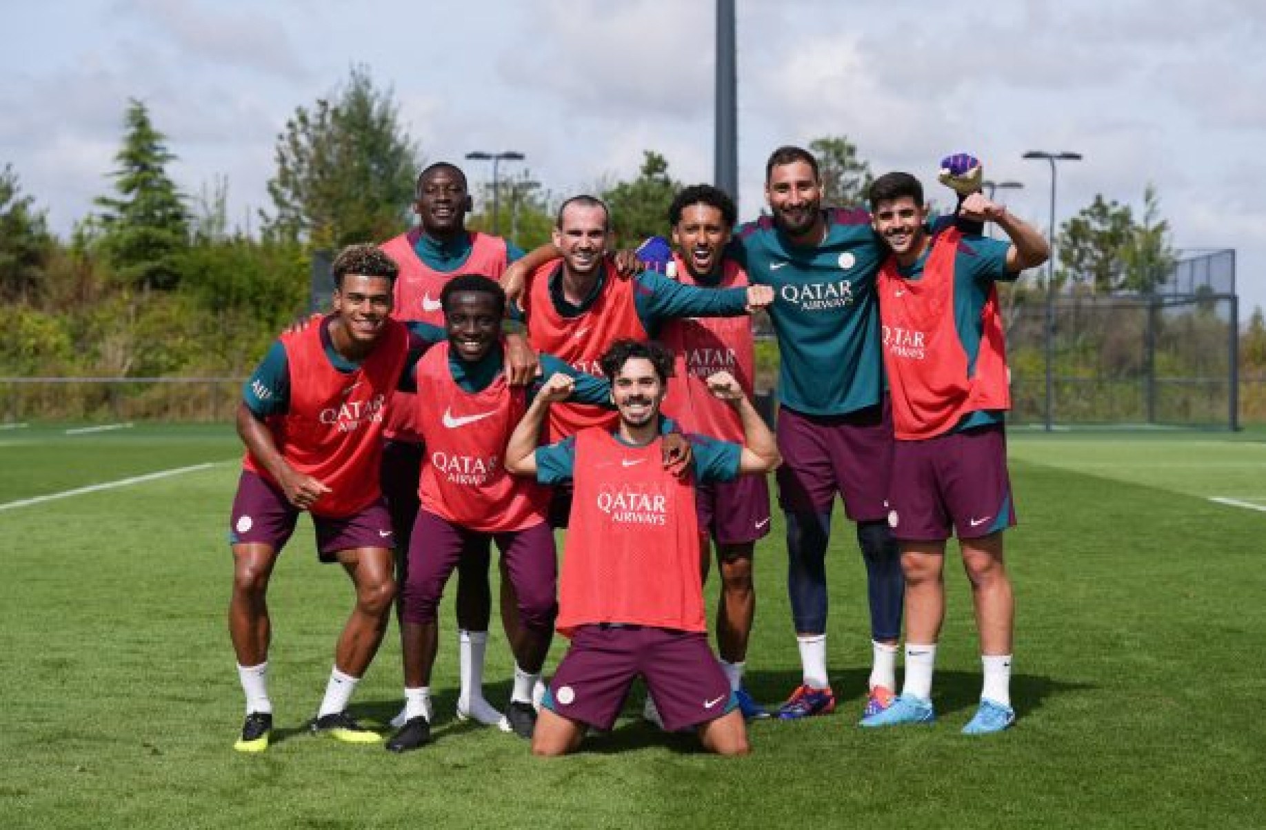 Jogadores do Paris Saint-Germain durante treinamento da equipe -  (crédito: Foto: Divulgação/PSG)