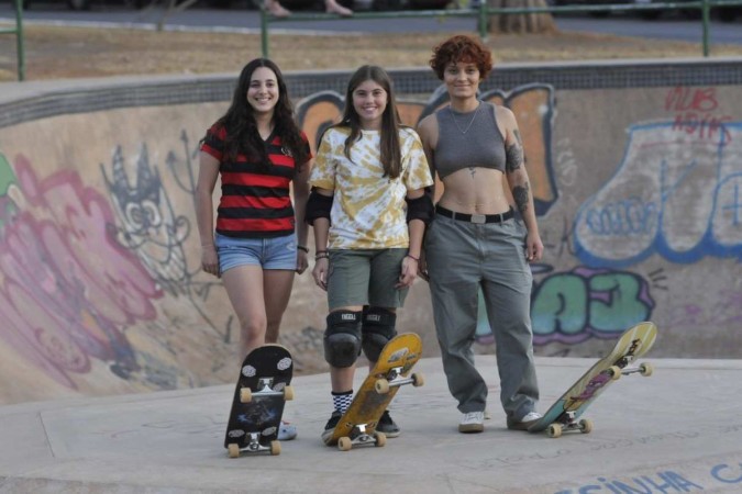 Marcela Santan, Carol Arrulio e Mariana Brito se reuniram na pista Sukata, no Cruzeiro -  (crédito: Minervino Júnior/CB/D.A.Press)