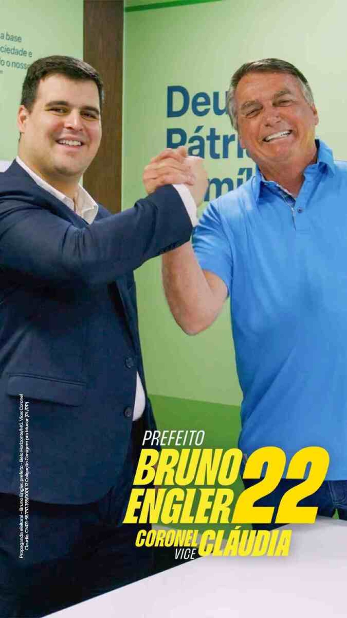 Candidato a prefeito de Belo Horizonte Bruno Engler e ex-presidente Jair Bolsonaro