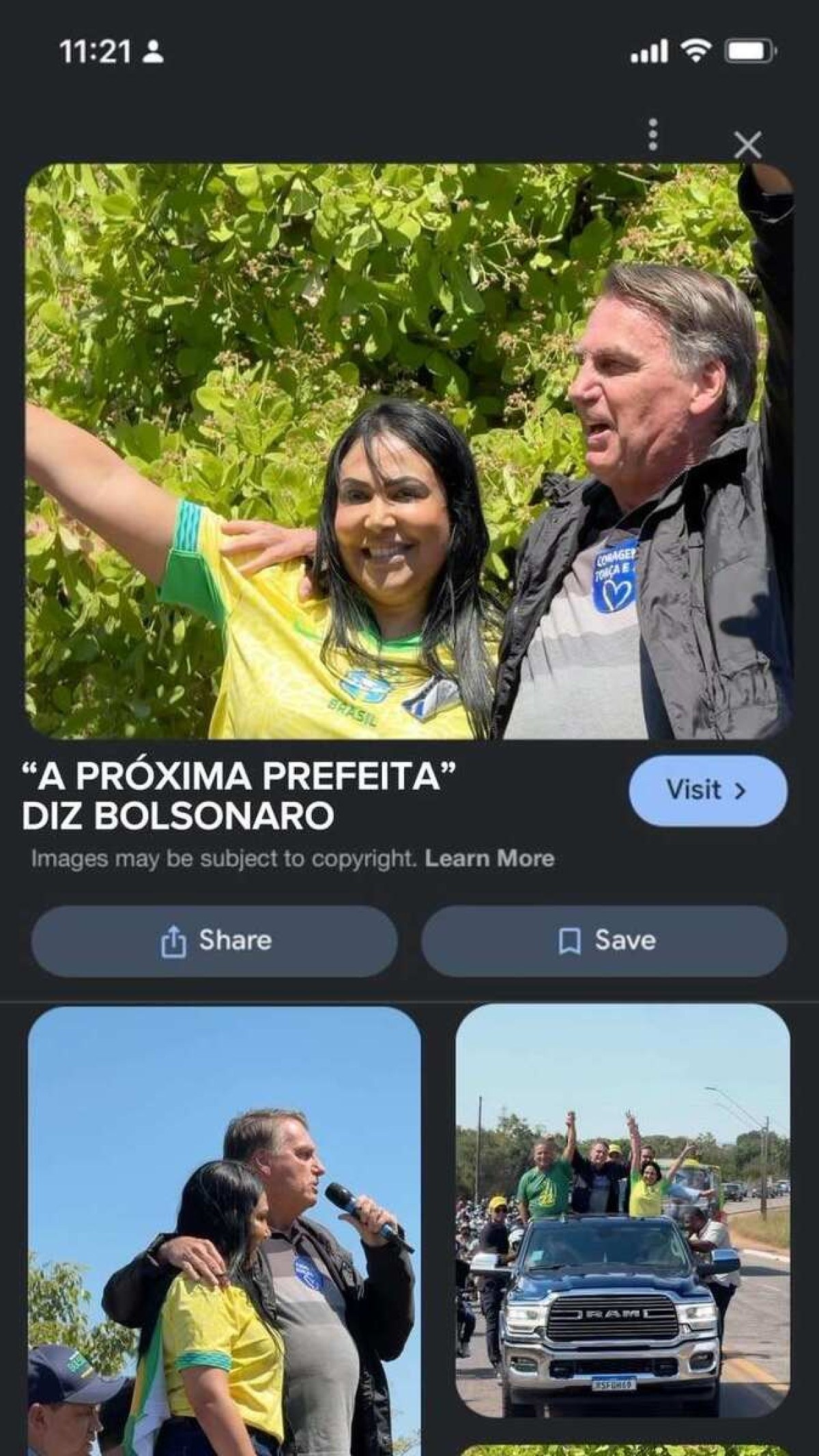 Candidata a prefeita de Palmas e ex-presidente Jair Bolsonaro