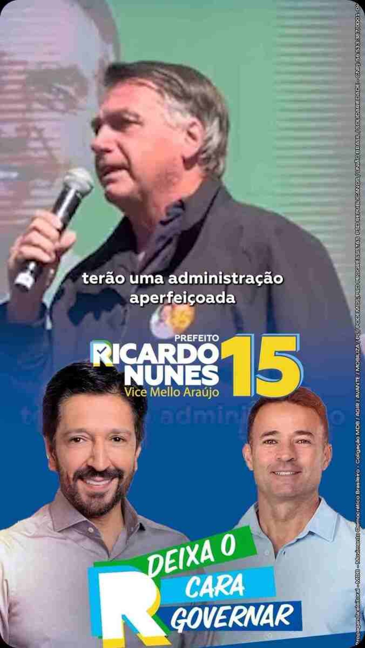 Candidato a prefeito de São Paulo Ricardo Nunes e ex-presidente Jair Bolsonaro