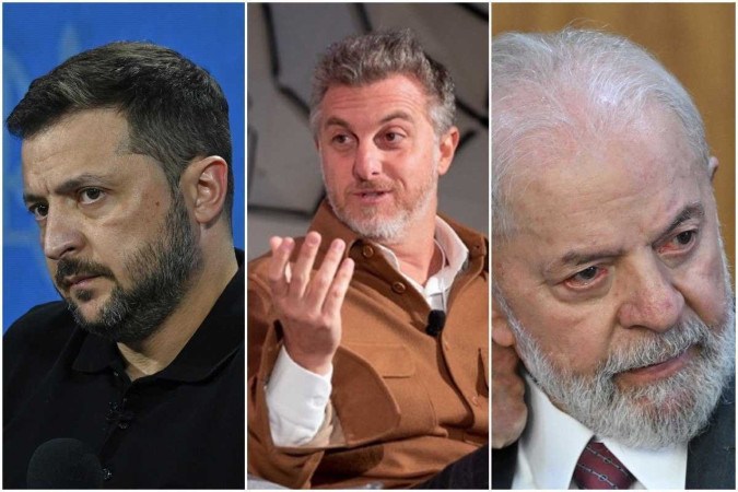 O presidente ucraniano Zelensky criticou Lula durante entrevista ao apresentador Luciano Huck -  (crédito: SERGEI CHUZAVKOV / AFP, Reprodução/Globo, Evaristo Sa/AFP)