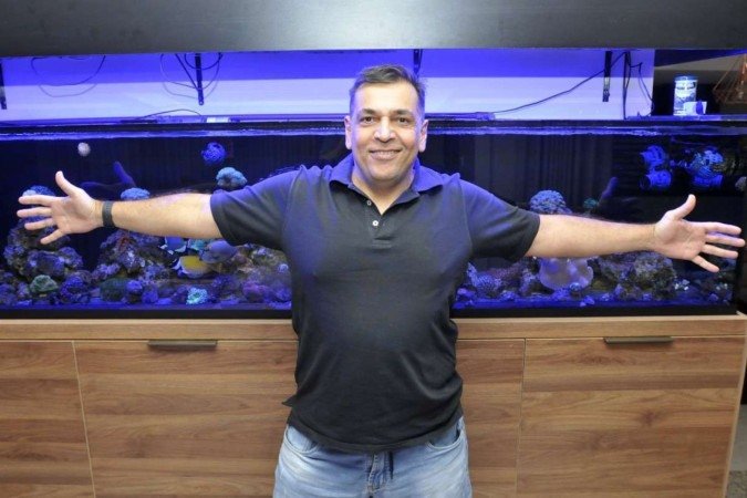  27/08/2024. Crédito: Minervino Júnior/CB/D.A Press. Brasil.  Brasilia - DF. Aquário Marinho na casa de Macelo Luiz.