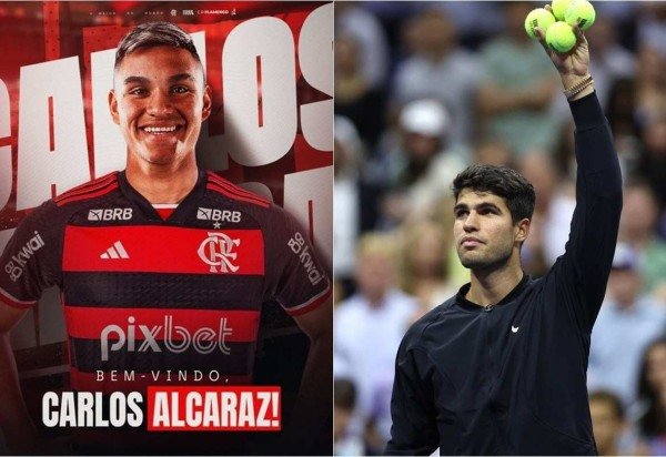 Reprodução/Twitter @Flamengo; MATTHEW STOCKMAN / GETTY IMAGES NORTH AMERICA / Getty Images via AFP