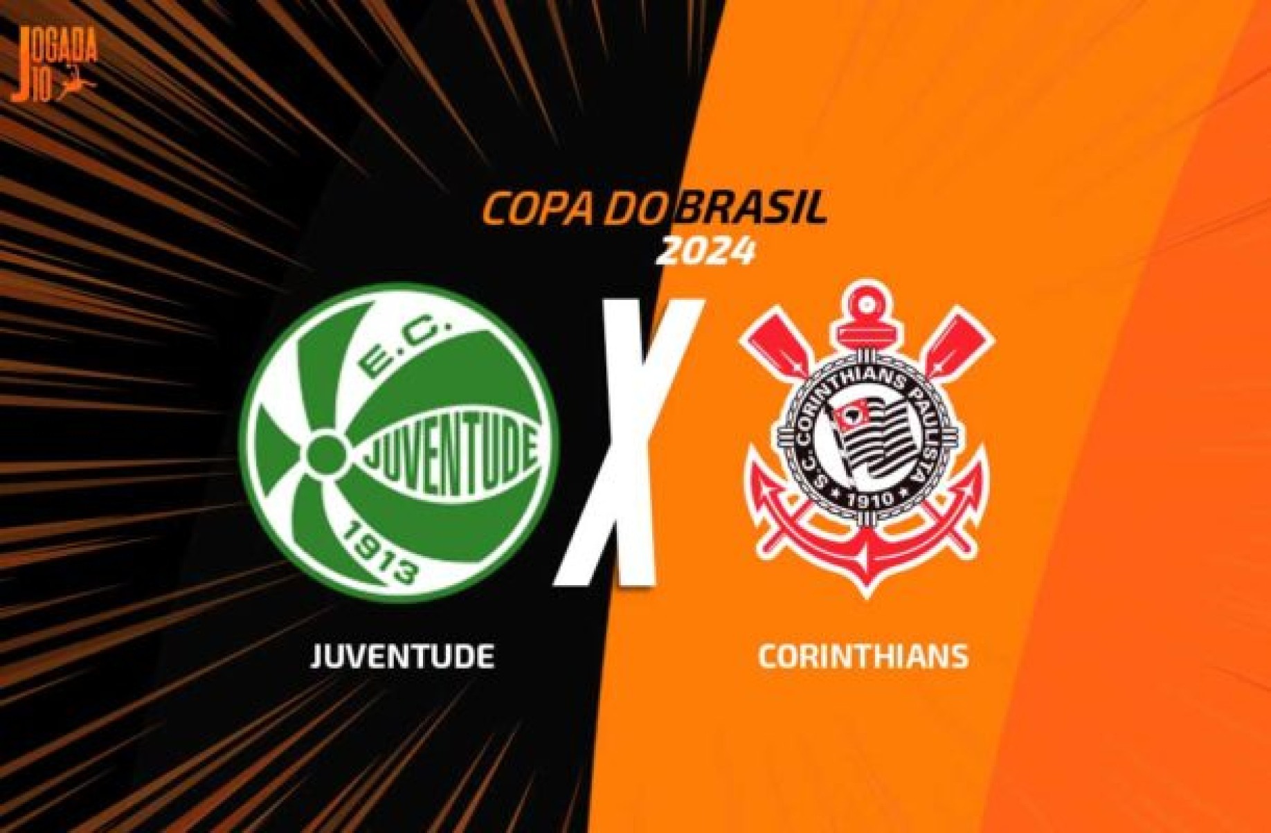 Juventude e Corinthians duelam por uma vaga na semifinal da Copa do Brasil -  (crédito: Foto: Arte/Jogada10)