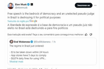 Postagem de Elon Musk no X