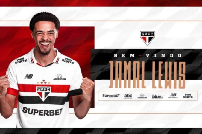 Jamal Lewis assina contrato de empréstimo por um ano com o São Paulo -  (crédito: Foto: Divulgação/São Paulo)