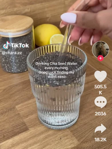 Uma bebida está fazendo sucesso estrondoso no TikTok e, por isso, lançou uma questão no ar: É saudável? Trata-se da 'água de girino'. Você já viu? Já provou?  -  (crédito: Reprodução TikTok)