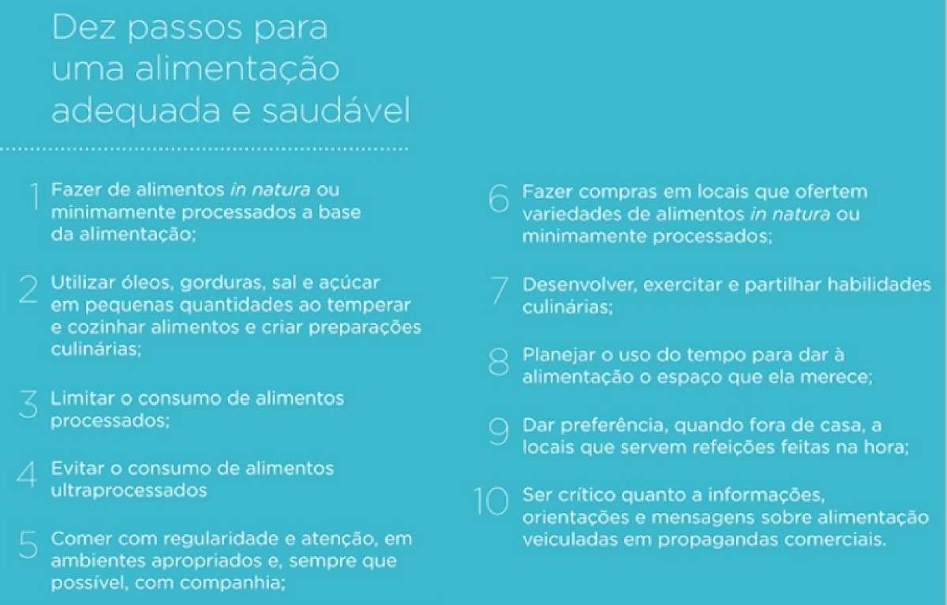 10 passos para alimentação saudável 