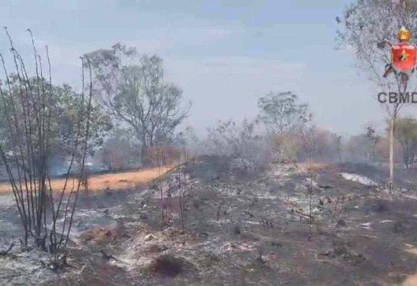 Incêndio florestal ameaça residências no Lago Sul  
 -  (crédito: CBMDF)