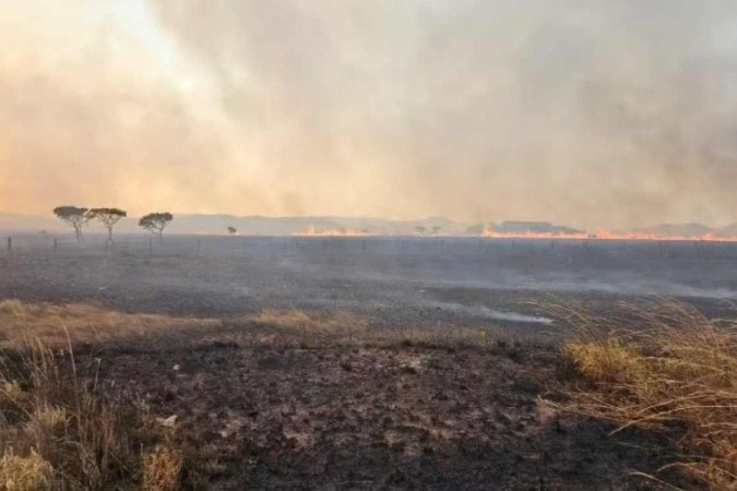  Incendio queima 10 mil hectares do Parque da Chapada dos Veadeiros -  (crédito:  PNCV/Divulgação)