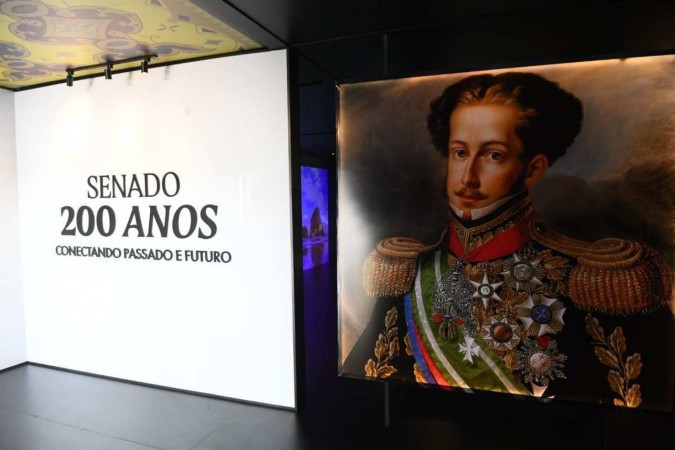 Painel da exposição Senado 200 Anos: Conectando Passado e Futuro -  (crédito: Agência Senado)