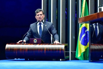 No momento da gravação, Moro não era senador, mas o Supremo entendeu que, como o vídeo veio à tona após ele tomar posse, o caso deve ser julgado na Corte -  (crédito: Waldemir Barreto/Agência Senado)