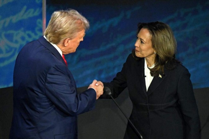 Trump culpou o partido de Kamala pelo atentado contra ele. -  (crédito: SAUL LOEB / AFP)