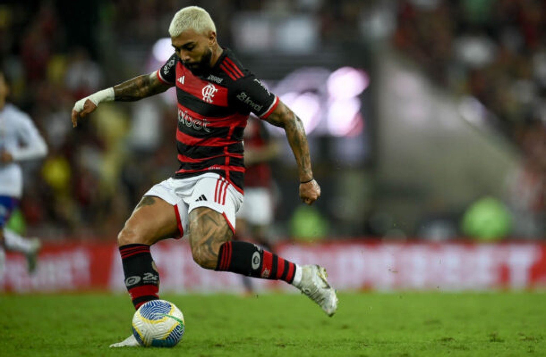 Gabigol comemorando gol contra o Bahia -  (crédito: Foto: Alexandre Vidal / Flamengo)
