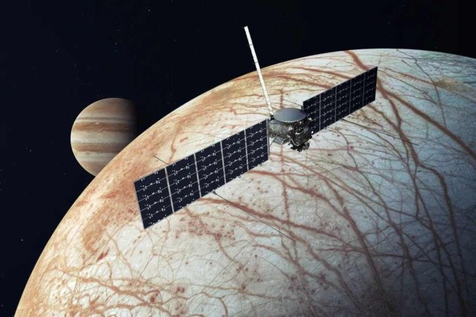 A missão colocará uma nave espacial em órbita ao redor de Júpiter para estudar a lua Europa -  (crédito: Divulgação/NASA/JPL-Caltech)