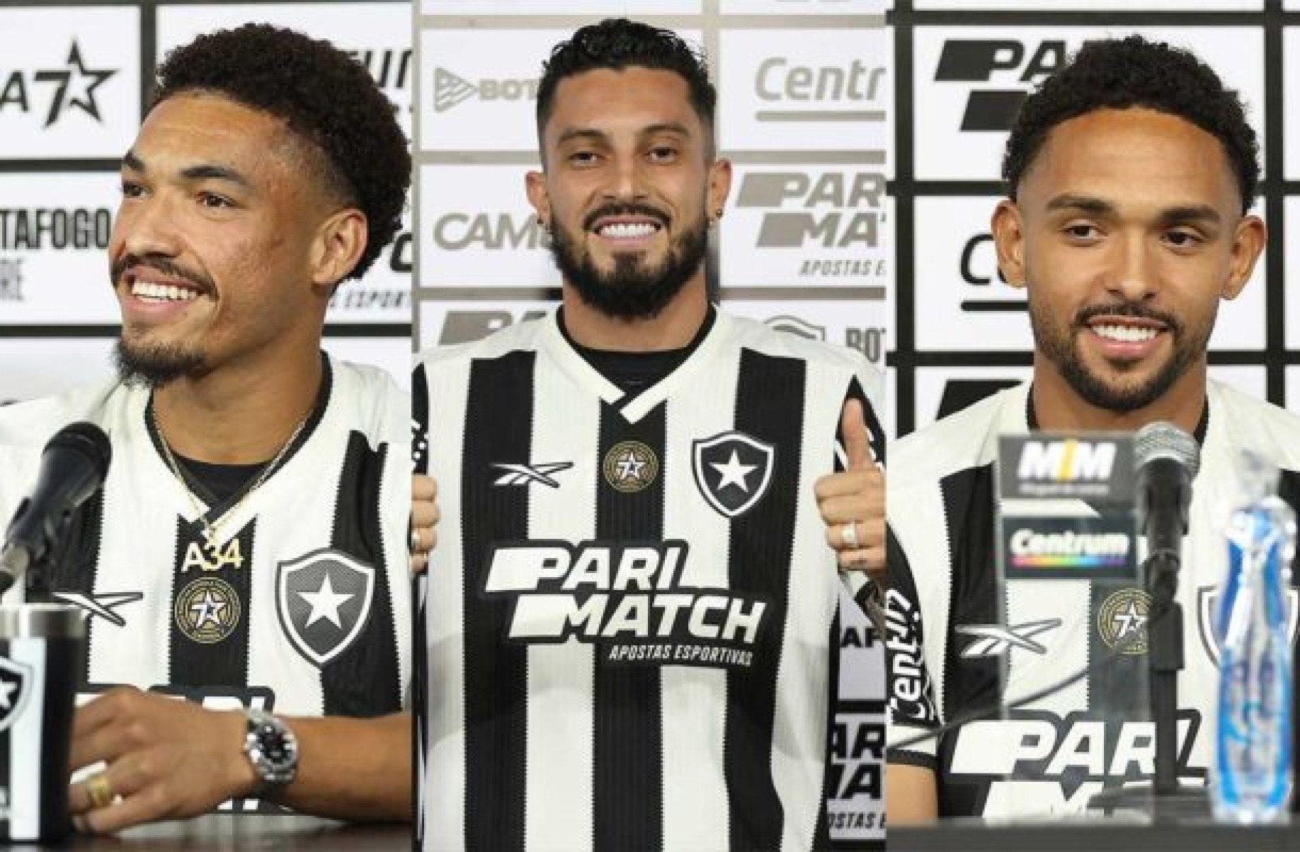 Adryelson (esquerda) e Vitinho (direita) são dois dos emblemáticos reforços para qualificar a defesa do Botafogo na segunda parte da temporada -  (crédito: Foto: Vitor Silva/Botafogo)