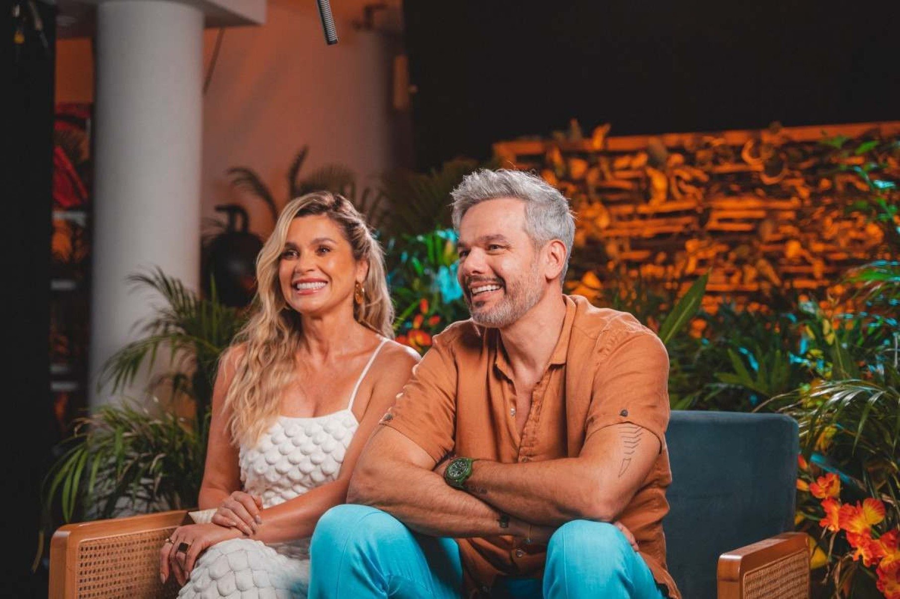 Fl&aacute;via Alessandra estreou como apresentadora no reality show Ilha da tenta&ccedil;&atilde;o, ao lado do marido, Otaviano Costa