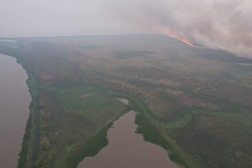 A temporada de incêndios que assola o país há semanas tem devastado o bioma, também conhecido como 'coração das águas' e que abrange 10 estados e o Distrito Federal -  (crédito:  CBMMS)