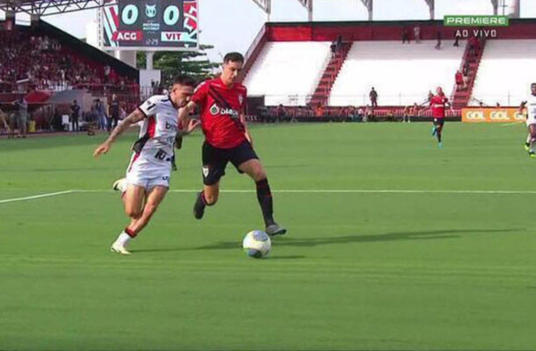 Vitória supera Atlético-GO em jogo controlado e soma pontos importantes no Brasileirão -  (crédito: Foto: Reprodução/Premiere)