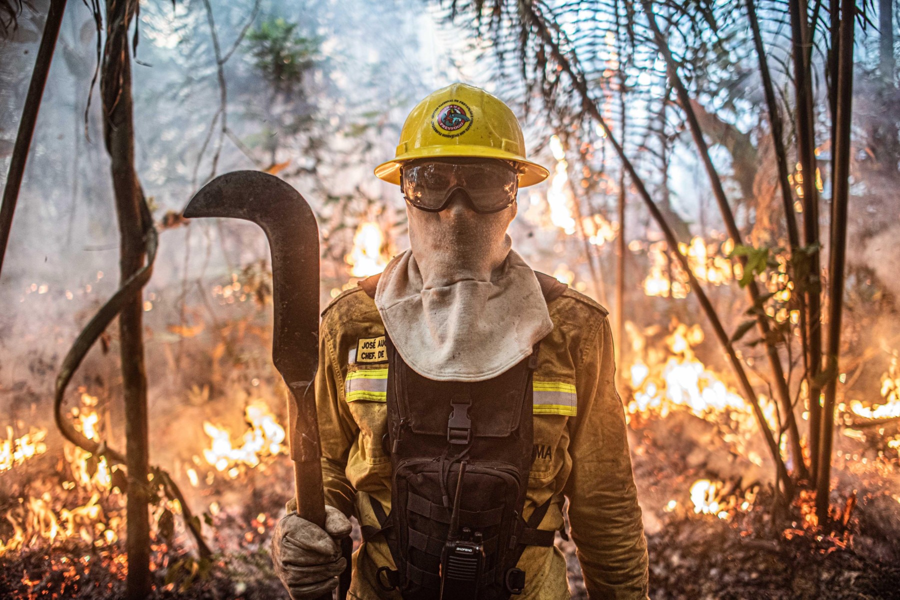 Calor extremo e desidratação são alguns dos riscos aos quais brigadistas estão expostos no combate a incêndios  -  (crédito: Fernando Donasci/PrevFogo-Ibama)