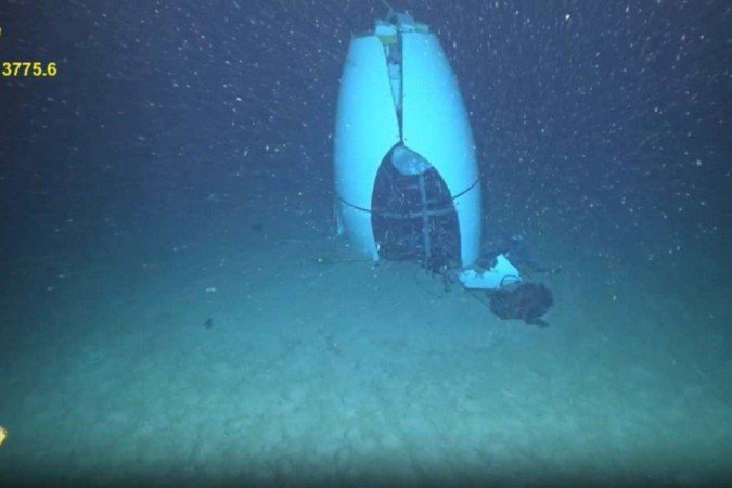 Guarda Costeira dos EUA divulga primeira imagem dos destroços do Titan - (crédito: Reprodução/U.S. Coast Guard) Guarda Costeira dos EUA divulga primeira imagem dos destroços do Titan - (crédito: Reprodução/U.S. Coast Guard)