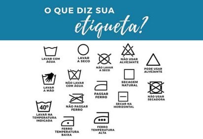 Muitas pessoas arrancam as etiquetas das roupas e não consideram um fator importante. Os símbolos das etiquetas ajudam a manter a qualidade do vestuário com o tempo e a não estragar uma peça no momento de lavagem ou passá-la. -  (crédito:  Reprodução de Facebook Lavanderia do Shopping)