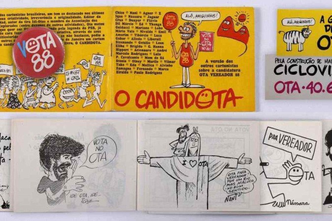  Livreto O CandidOta, com charges de 50 cartunistas da imprensa carioca sobre a campanha de Ota a Vereador em 1988 -  (crédito:  Marcelo de Jesus / Divulgação)