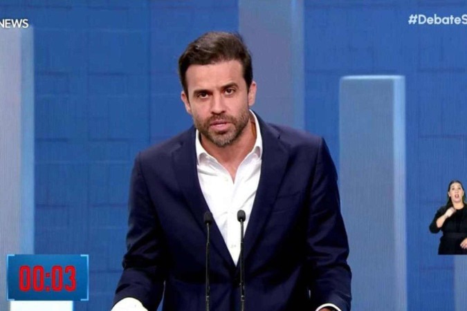 Pablo Marçal ataca Ricardo Nunes durante debate no SBT -  (crédito: Reprodução/SBT)